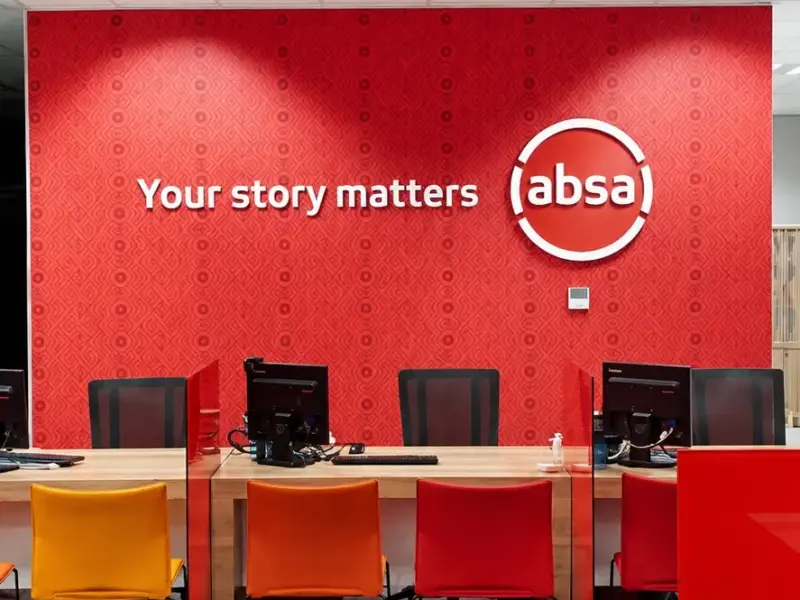 Absa branch wallpaper and custom wood letters
