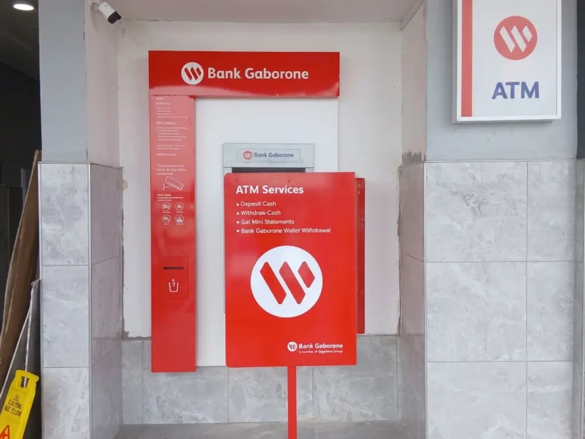 Bank Gaborone ATM Privacy Screen and Dress Panel and light box