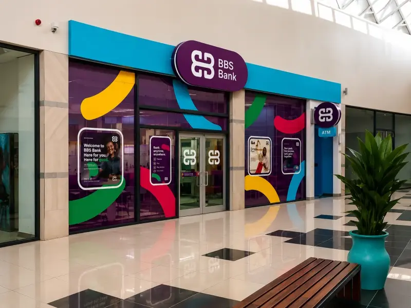 BBS Branch window graphics contravision, Custom Light box