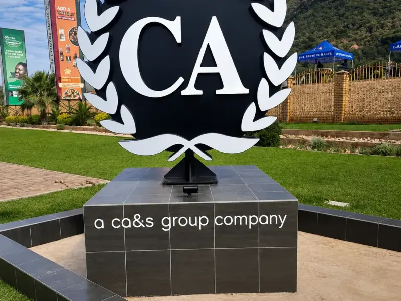 CA monument sign on a tiled plinth reading a ca&s group company