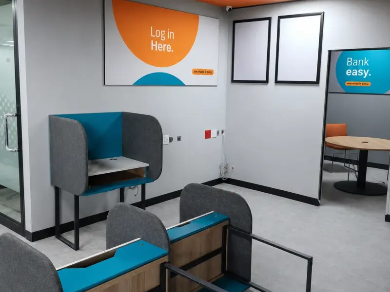 FNB Branch interior fabric frames and snapper frames posters