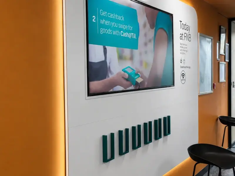 FNB Custom Brochure wall and TV frame