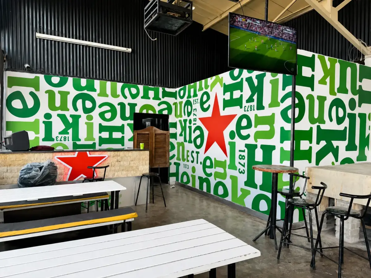 Full Colour print wallpaper wall graphic Heineken restaurant