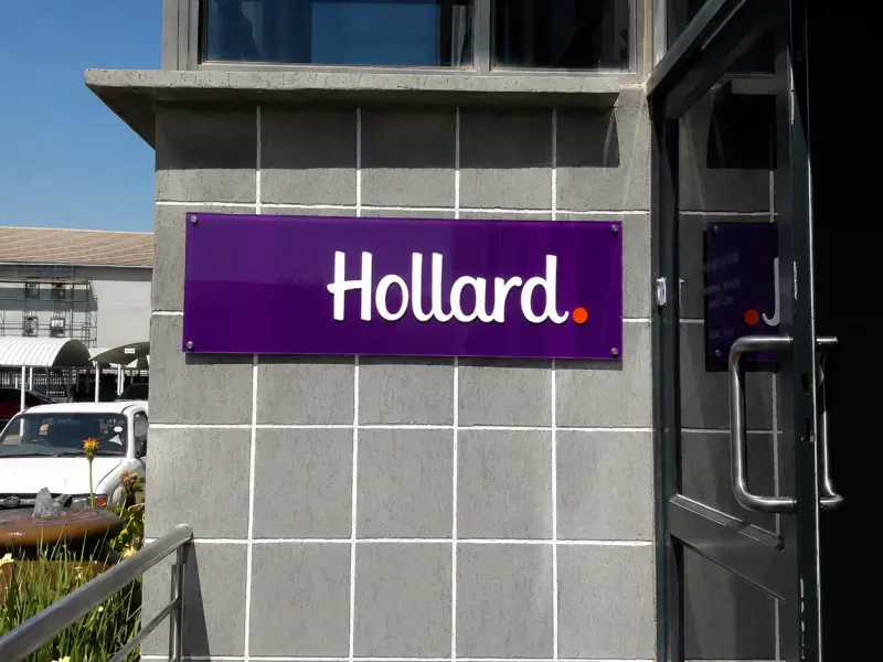Hollard Architectural signage acrylic on pins