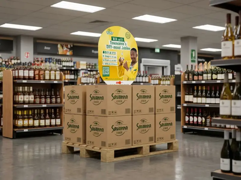 Savanna Cider pallet insert display in a liquor store