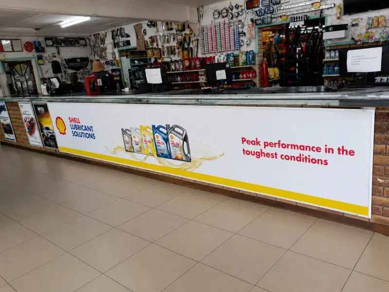 Shell Lubricant Solutions counter wrap reading Peak performance in the toughest conditions
