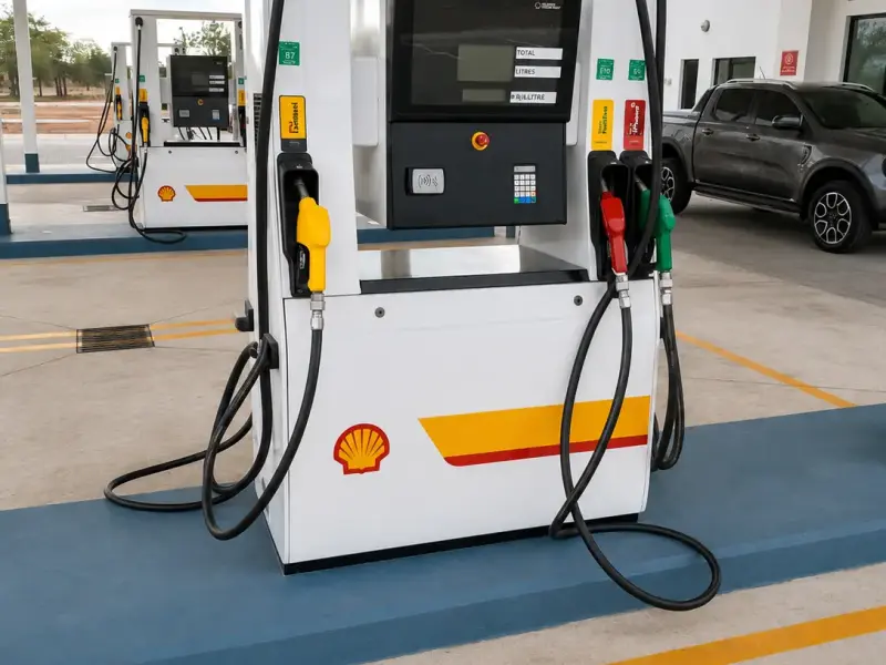 Shell branded fuel pump on a forecourt
