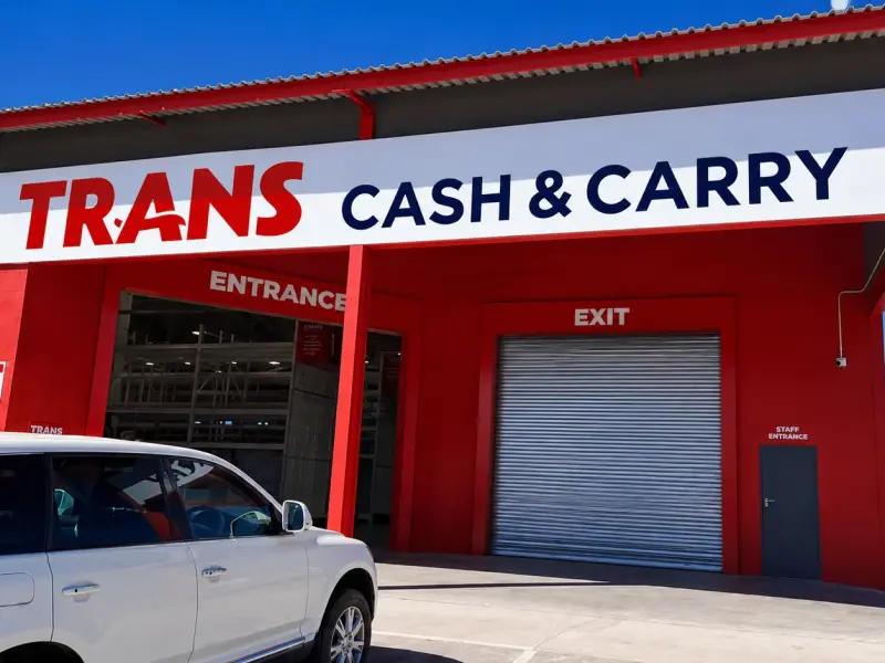 Entrance and Exit signage at a Trans store service yard